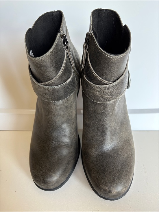 Sorel Shoes - Sorel Joan of Arctic Grey Leather Ankle Boots with Side Zip Size 9